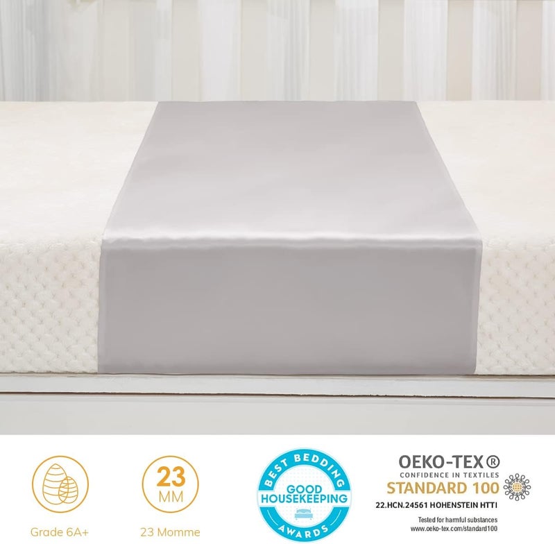 PROMEED 100% Mulberry Silk Bassinet Sleeve for Baby Bald Spots, Preminium 23 Momme Silk Bassinet Half Sheet for Baby Hair Loss(Light Grey) - Image 3